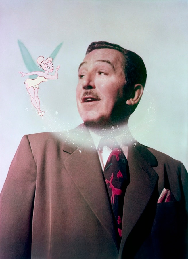 Walt Disney and his animated pixie protégé at the time of the production of "Peter Pan."