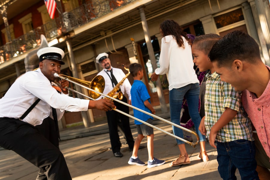 People dancing and playing music in New Orleans