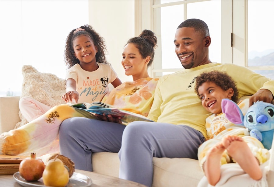 Family wearing the Mickey Mouse Spring collection