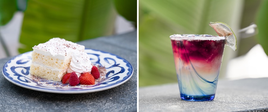 3 Leches Cake and Burgundy Celebration cocktail at Tortilla Jo's in Downtown Disney District