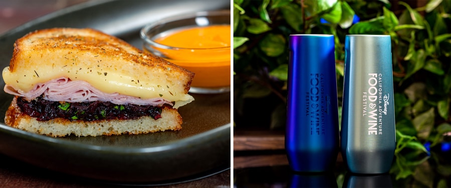 Black Forest Ham Grilled Cheese and Food and Wine CORKCICLE Stemless Flutes