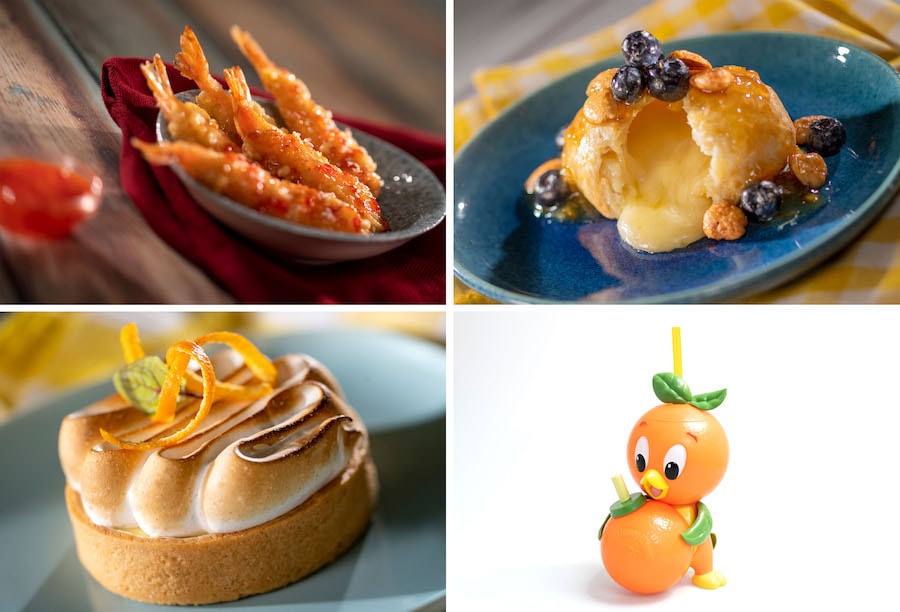Orange Sesame Tempure Shrimp,Citrus Baked Brie, Lemon Meringue Pie, Orange Bird Sipper Cup