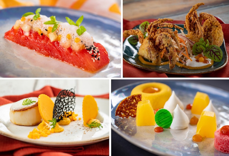 Compressed Watermelon Tataki, Angry Crab, Pan-seared Scallops, and The Tropics