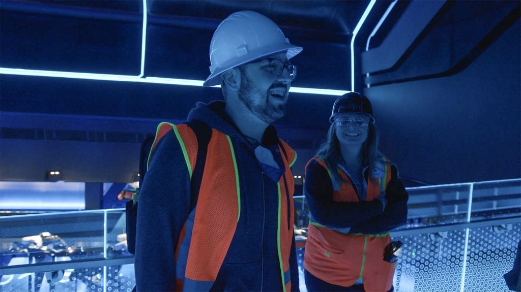 Joe joins Missy Renard, Creative Director with Walt Disney Imagineering, in the Sync Chamber at TRON Lightcycle / Run