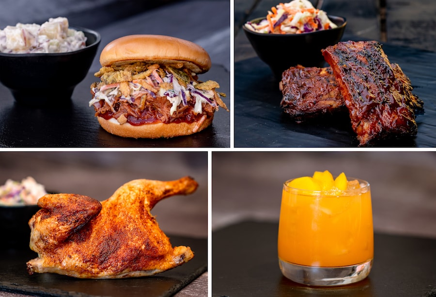 Collage of dishes and sips at Paradise Garden Grill