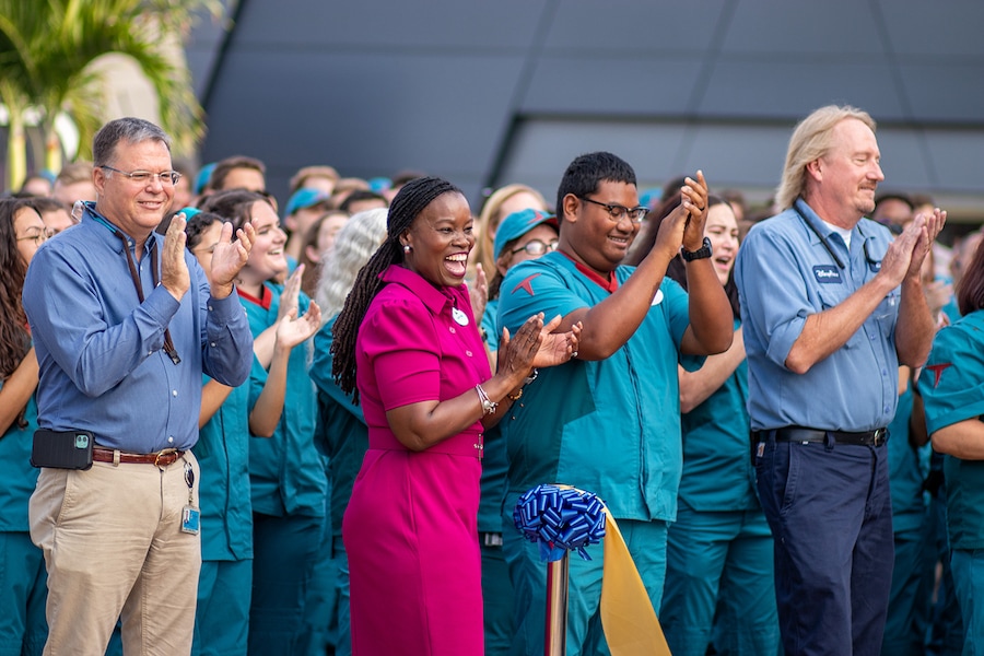 Celebrating with Guardians of the Galaxy: Cosmic Rewind cast members at the grand opening of the attraction in May 2022