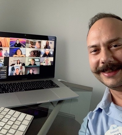 Cast member in a zoom meeting with the Boys & Girls Clubs of Greater Anaheim-Cypress