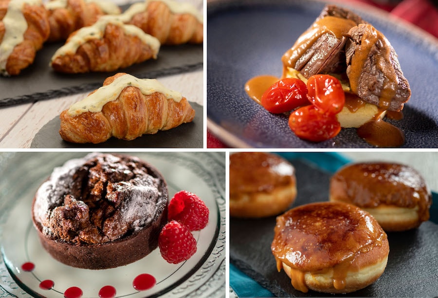 Croissant au Fromage, Daube de Boeuf à la Provençal, Tarte Chocolat Mogador, Beignet Caramélisé