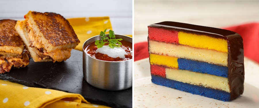 Tomato Soup with grilled cheese, and Almond Frangipane Cake layered with raspberry jam and Belgian chocolate.