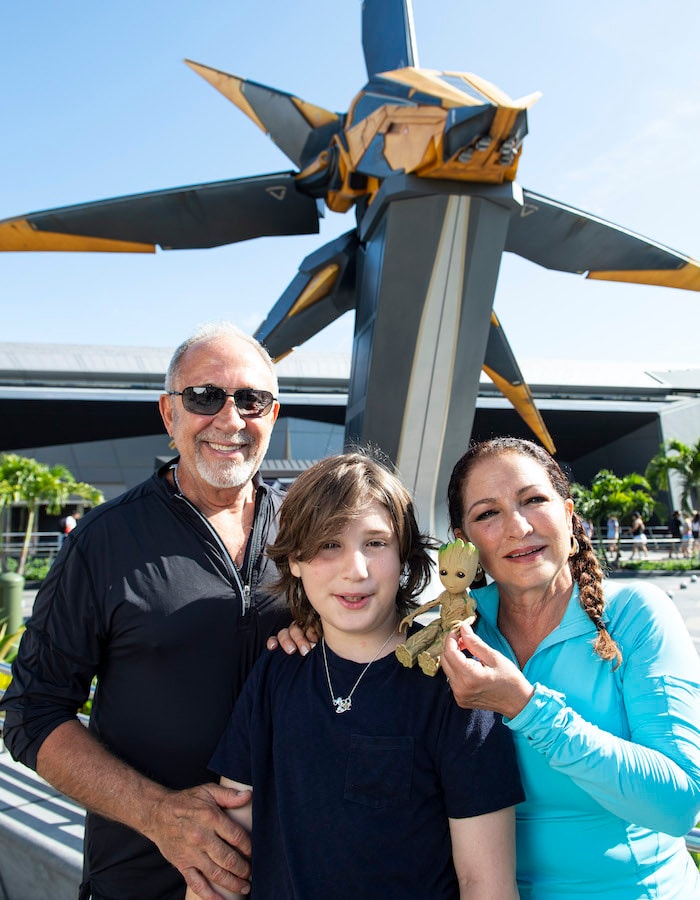 Gloria Estefan and her family at Guardians of the Galaxy: Cosmic Rewind at EPCOT