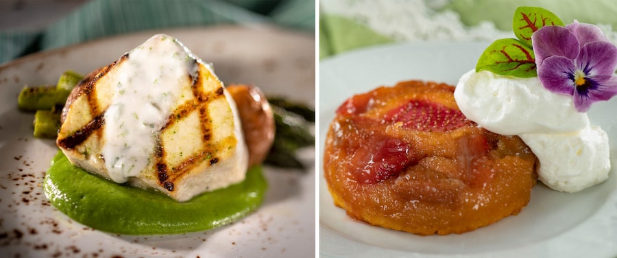 Grilled Swordfish and Strawberry Rhubarb Upside-down Cake