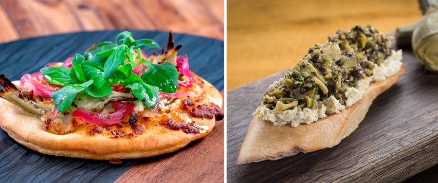 Artichoke Pizzetta and Artichoke Toast with Olive Tapenade