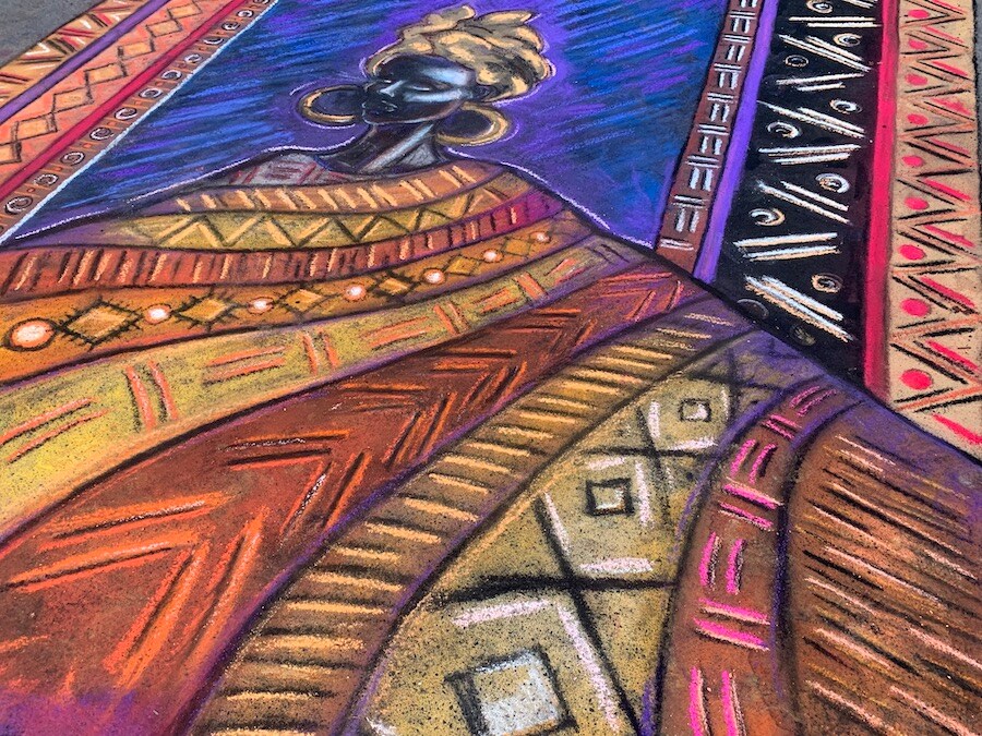 Chalk art at Downton Disney District