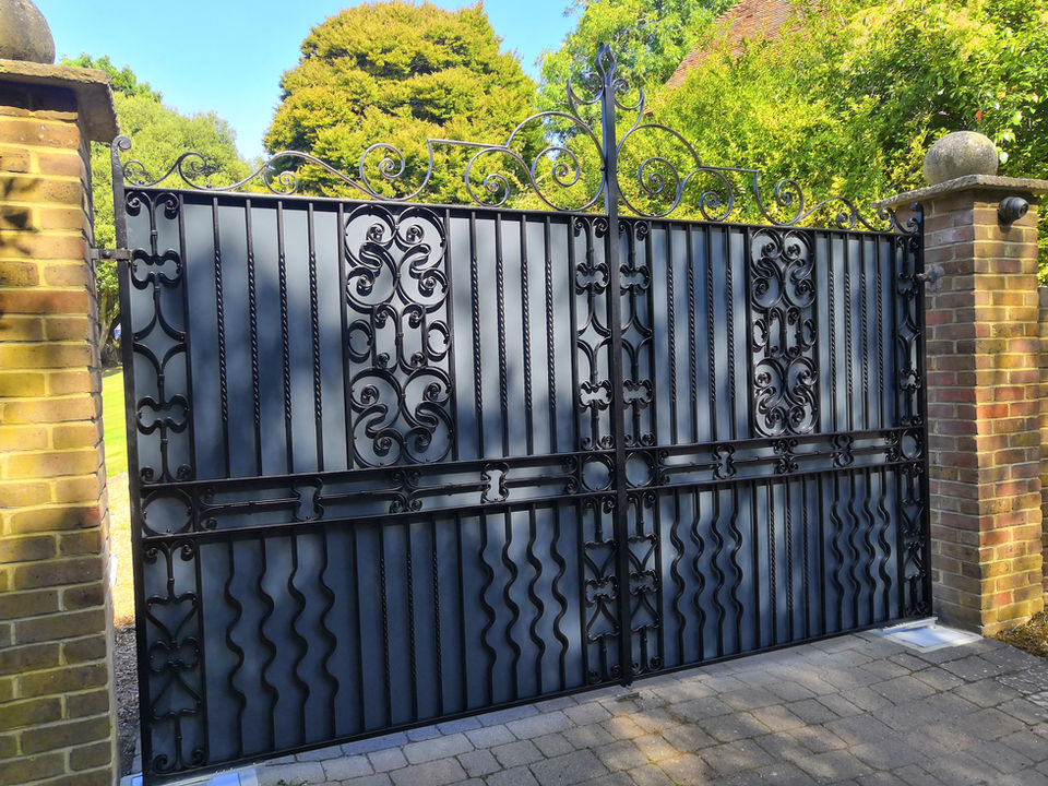 Hand Forged Gates With Privacy Screen, Installed In Canterbury, Kent