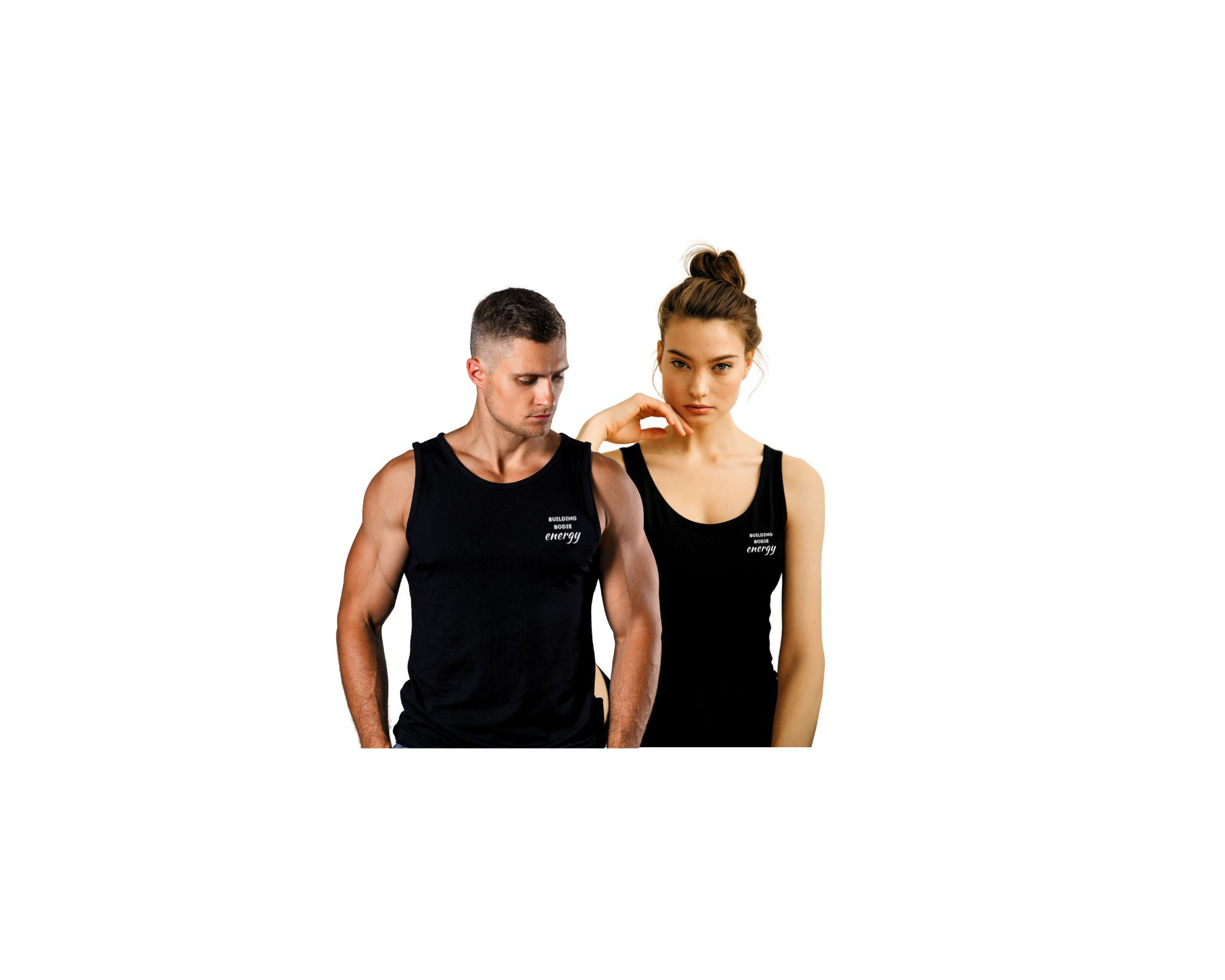 Unisex Black Tank Top, with Front White B.B.E Font Logo & Design Print Logo.
