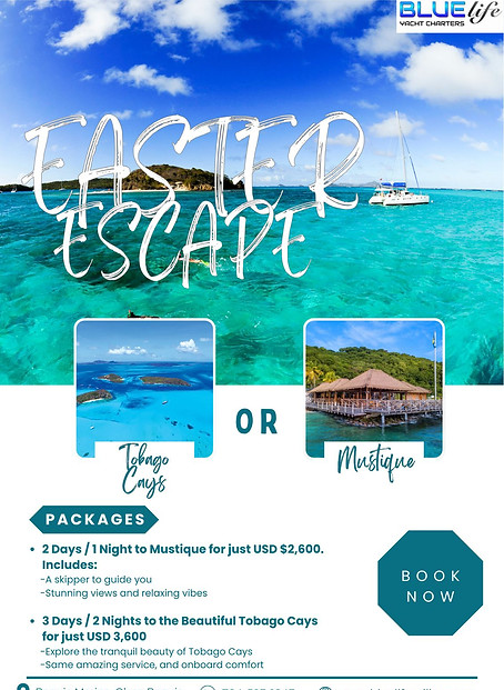 Estaer Escape offer for 2 and 3 days sailing to Mustique and Tobago Cays.