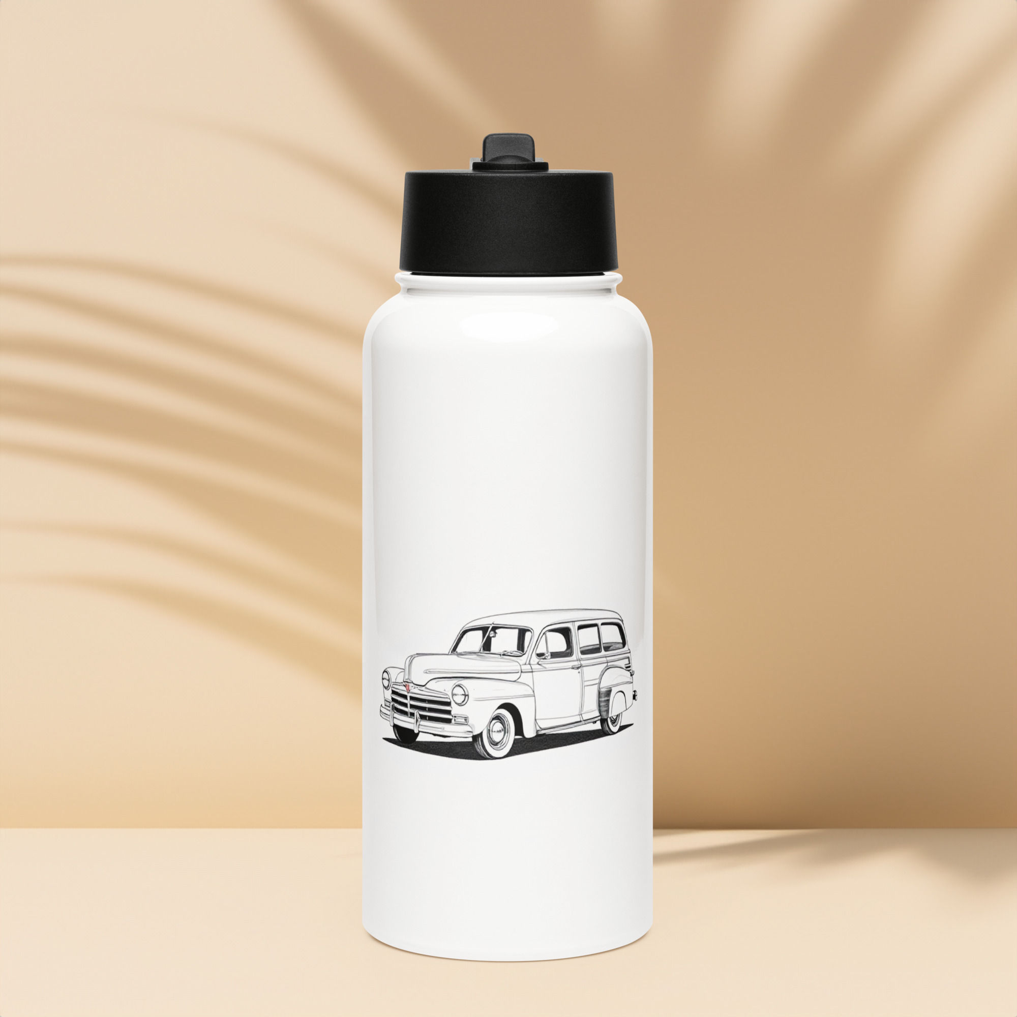 Stainless steel water bottle with a straw lid