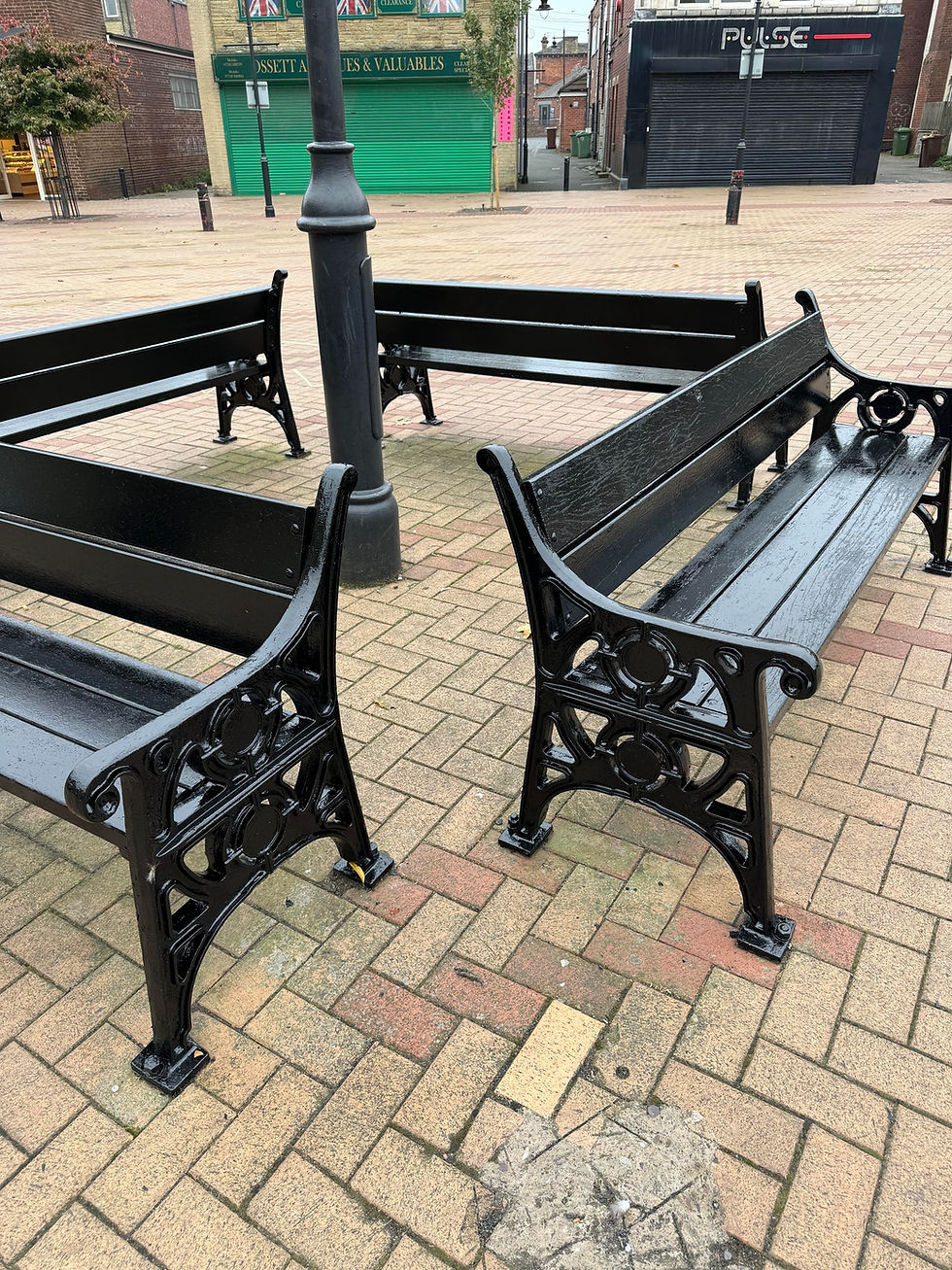 Benchmarks of Kindness: Volunteers Paint Town Centre Seats