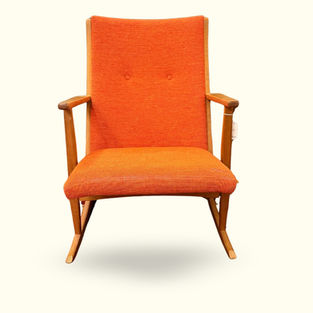 Holger Georg Jensen for Kubus orange rocker with wood frame and upholstered seat