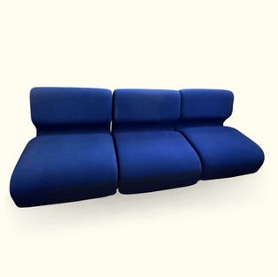 Don Chadwick for Herman Miller blue modular sofa with three armless upholstered seats