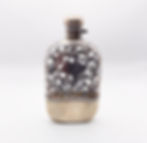 Antique Victorian silver flask with pierced outer sleeve over glass interior