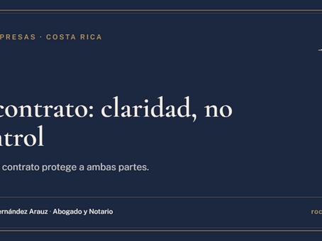 Portada del artículo: el contrato, claridad y no control