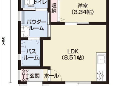 最小坪数の1 LDK を書いてみた