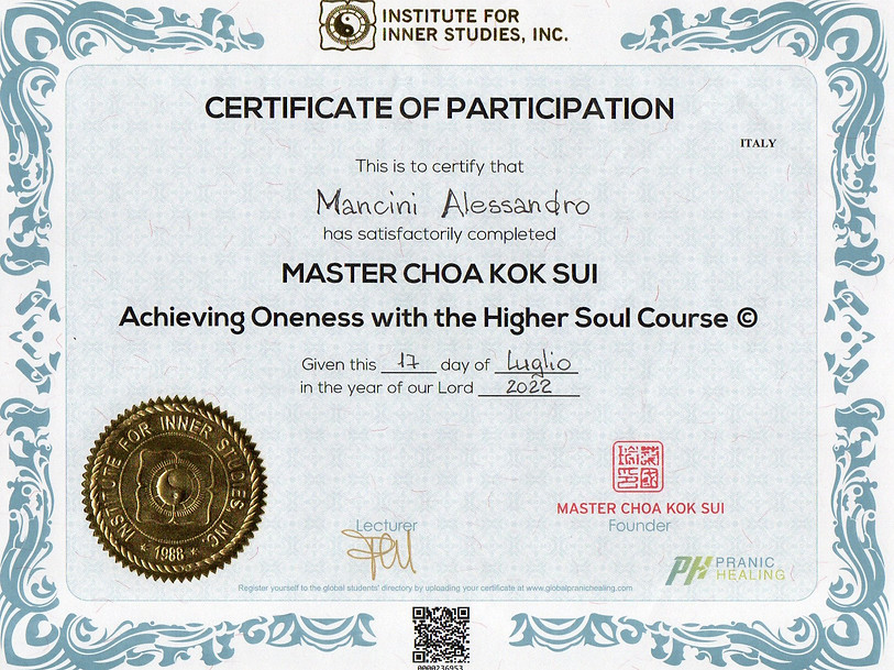 
Union with Higher Soul Certificate