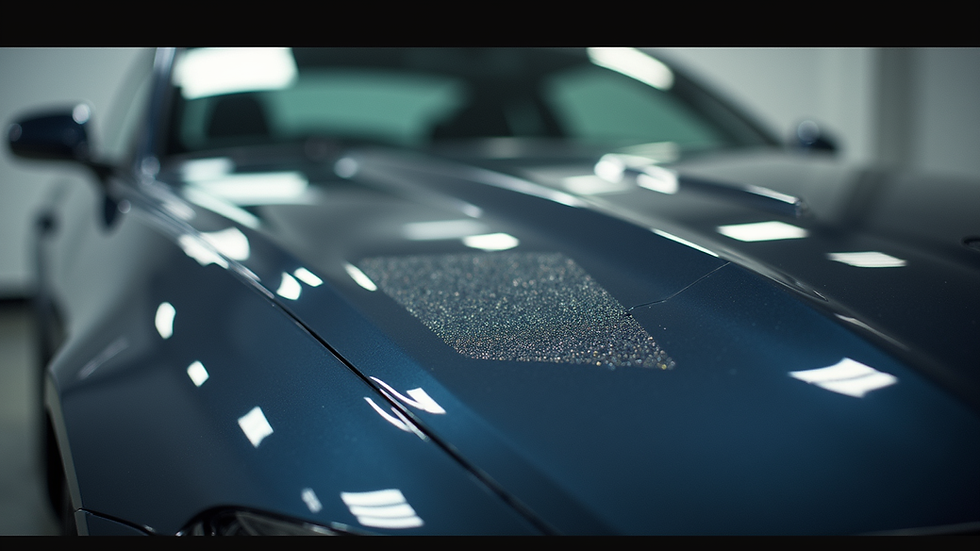 Close-up view of a shiny car hood after detailing