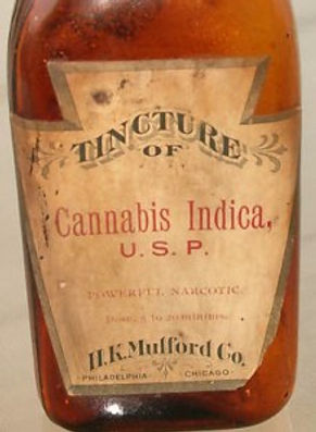 H K Mulford Tincure of Cannabis Indica Label Close Up