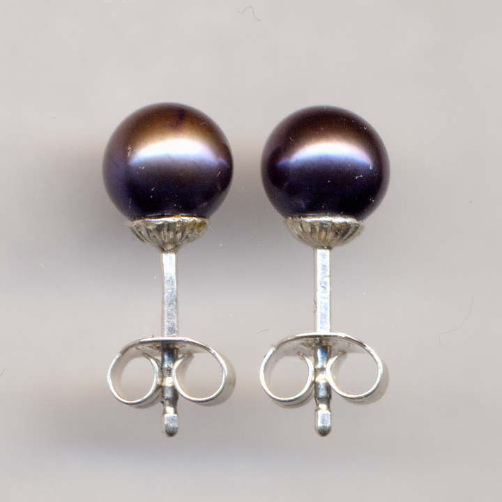 Miniaturbild: Perlohrstecker (Zuchtperle) rund Ø 7 mm, 5 Farben, 925 Sterlingsilber