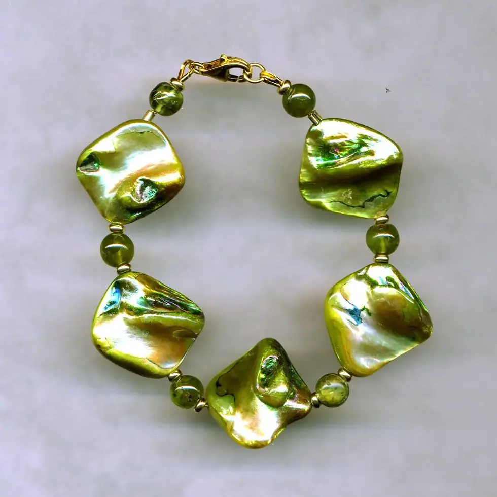 Miniaturbild: Ketten Muscheln  Nuggetform 47+5 cm  mit div. Edelsteinen 925 vergoldet