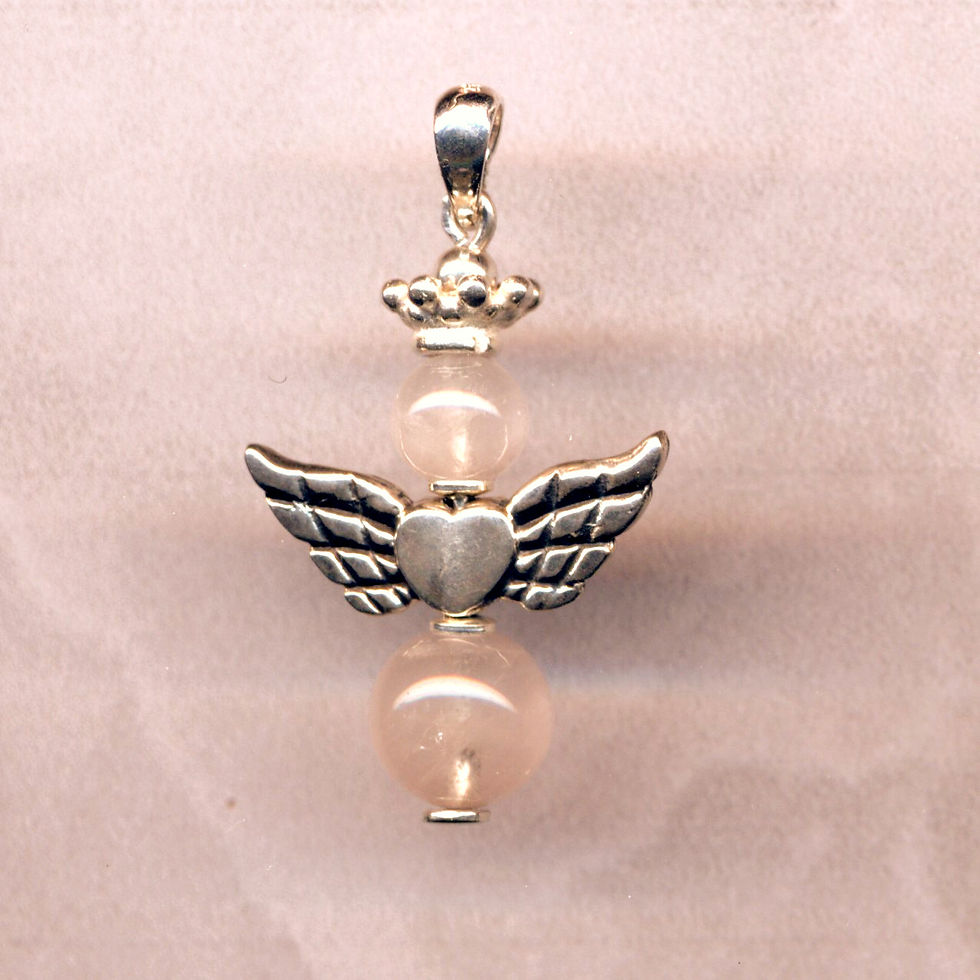 Glücksengel mit Rosenquarz 925 Sterlingsilber