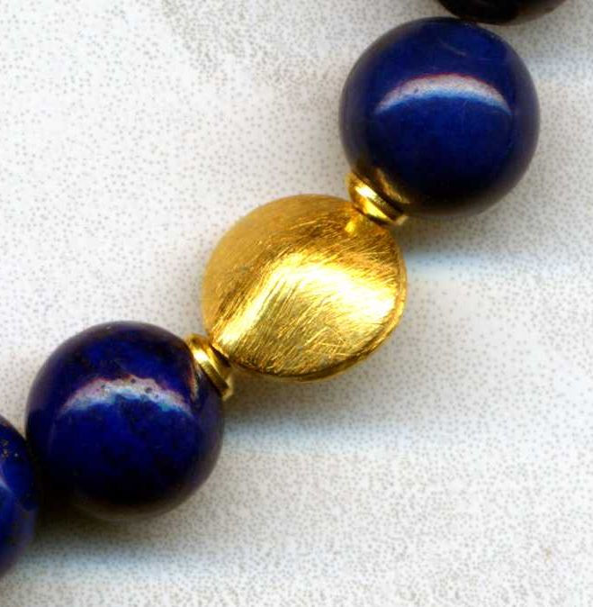 Miniaturbild: Armband aus Lapis Lazuli 19 cm, 925 Silber vergoldet
