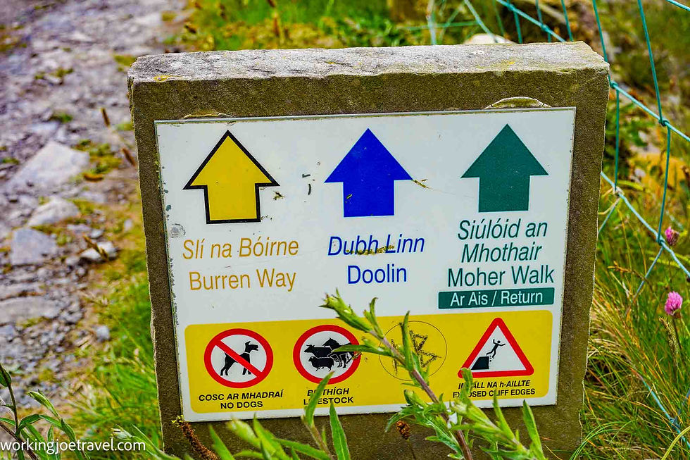 Signage on the Cliffs of Moher Walk. Things to do at the Cliffs of Moher, Ireland Travel.