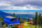 Summit of Mont Sainte Anne with View of St. Lawrence River Valley in Beaupre Quebec.