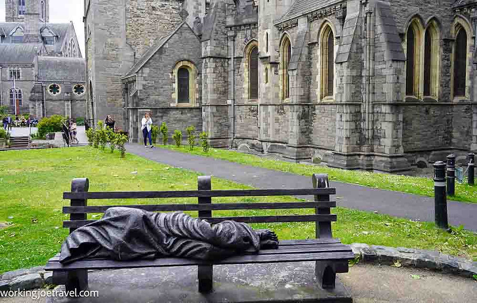 Homeless Jesus Statue at Christ Church Cathedral on a Dublin Free Walking Tour | Ireland Itinerary