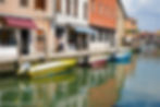 Boats Parked on Rio dei Vetrai, Murano Island in Venice Italy