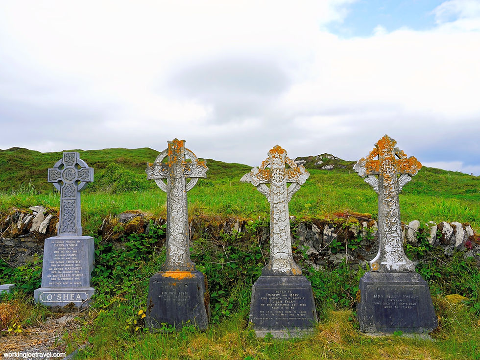 Gaelic crosses on a hill discovered on a Ring of Kerry drive on Ireland's Wild Atlantic Way.