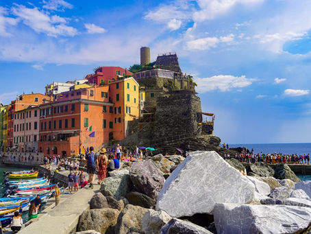Stone Quay in Vernazza Italy Harbor in Cinque Terre National Park