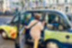 Laura getting in Taxi at 100 Queens Gate in South Kensington London, UK travel