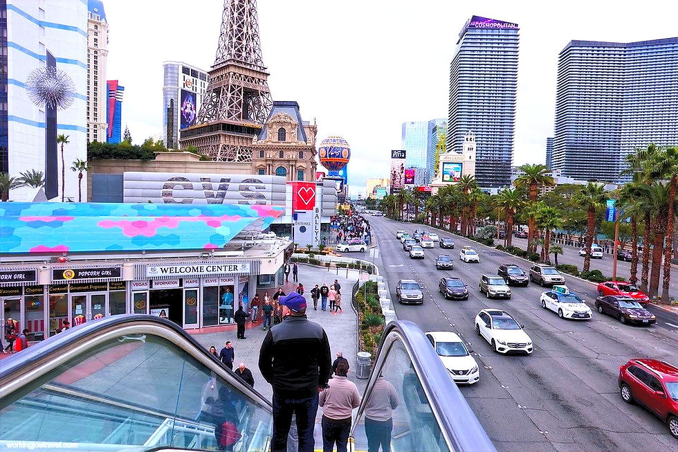 Walking the Las Vegas Strip on a Cloudy Day