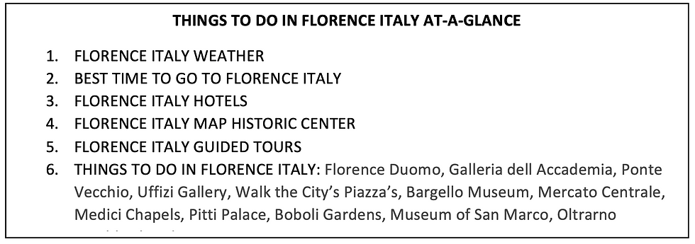 Top Things to Do in Florence Italy At A Glance