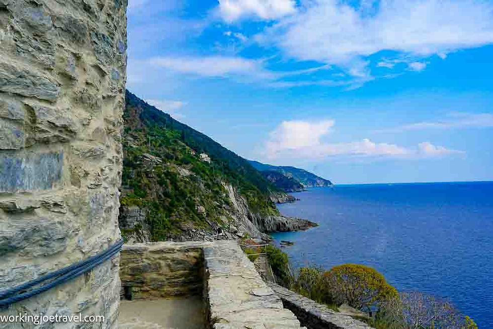 View of Ligurian Sea from Balcony of Doria Castle in Vernazza Italy