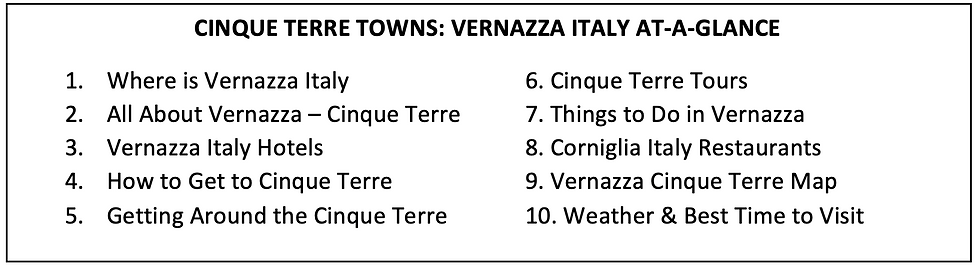 Cinque Terre Towns: Vernazza Italy AT A GLANCE