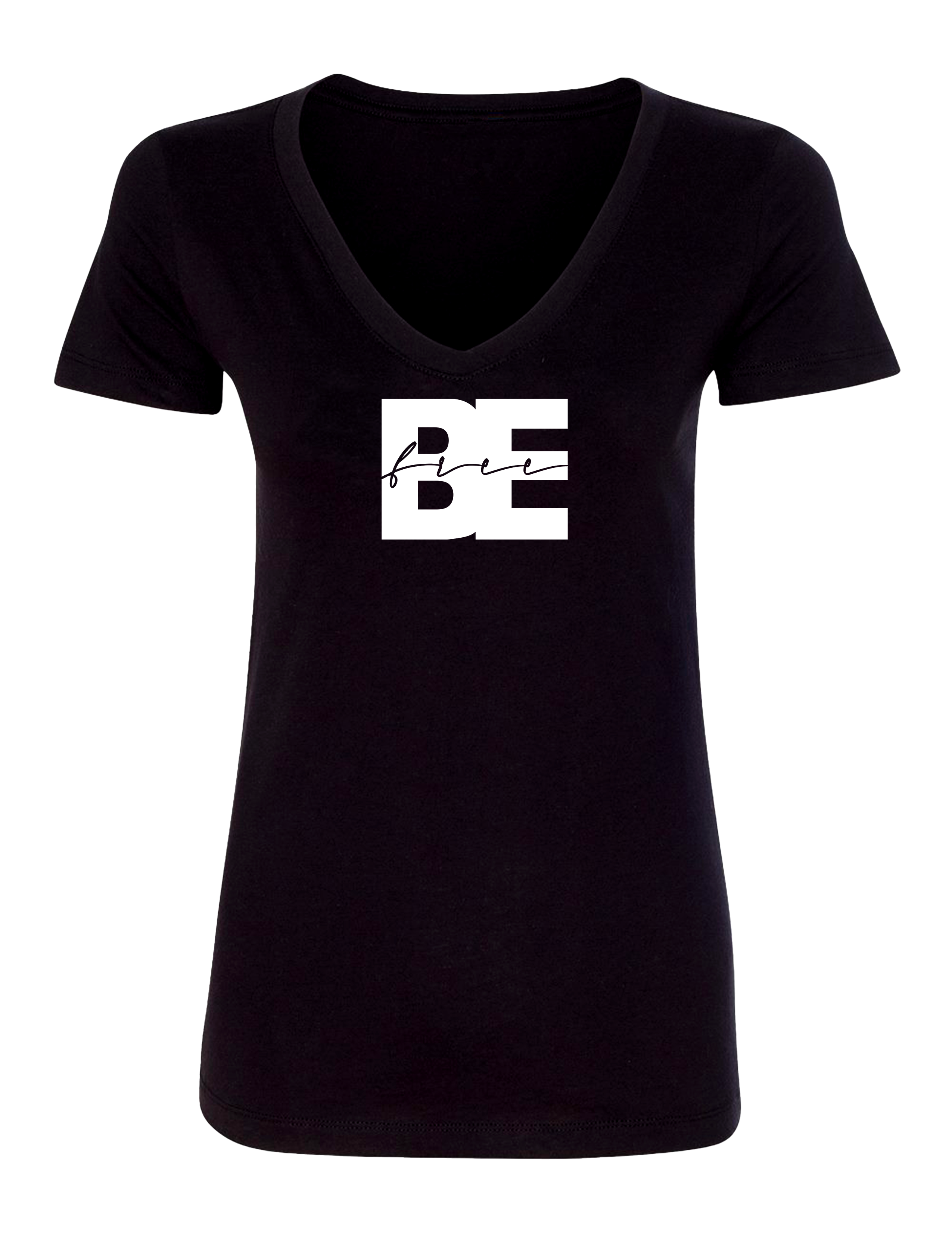 T-SHIRT COL EN V "BE FREE"
