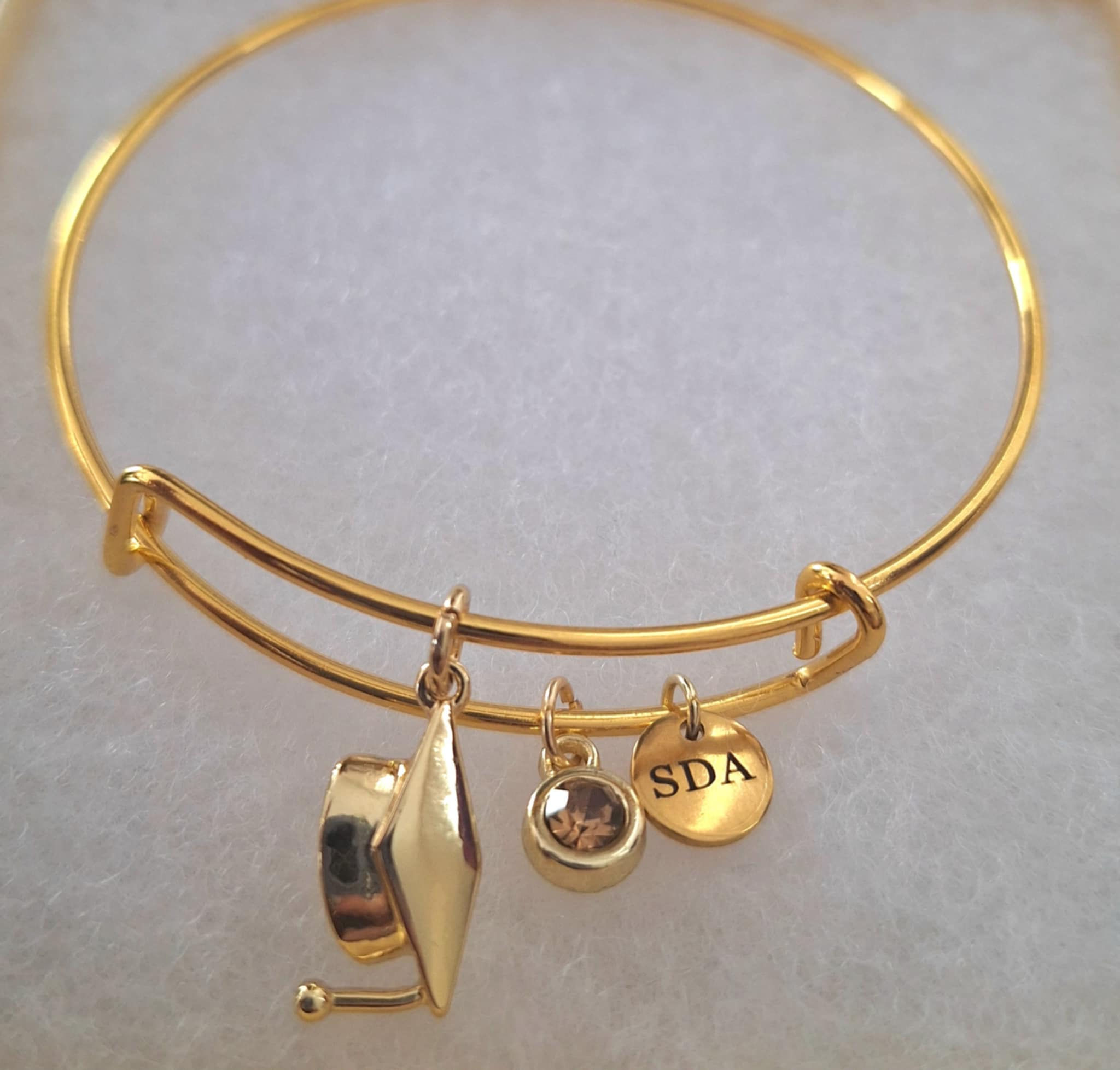 Graduation Cap Charm Bangle Bracelets