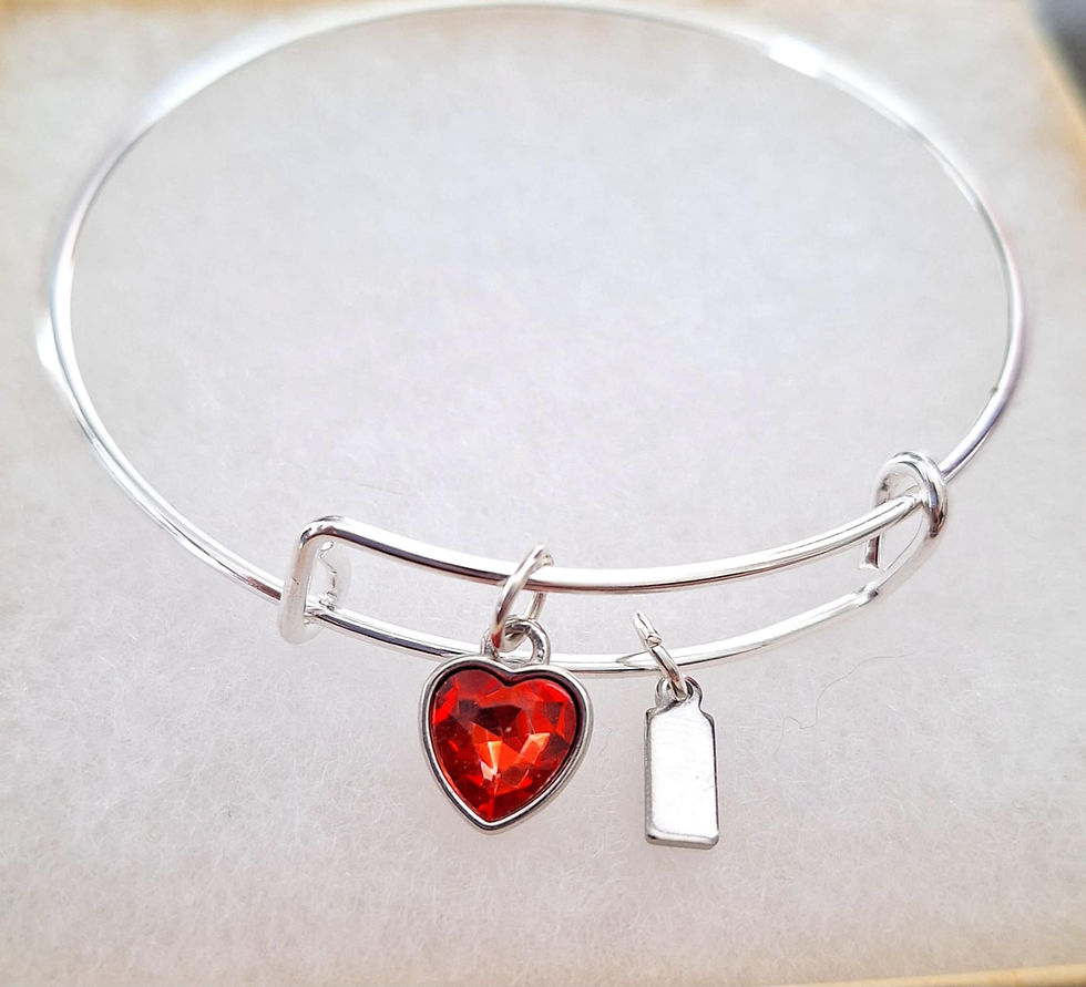 Thumbnail: Dazzle Hearts Charm Bangle Bracelet