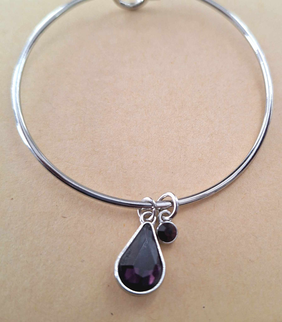 Thumbnail: Teardrop Crystal Charm Bangle Bracelets