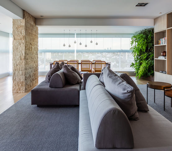 Sal de estar integrada com varanda